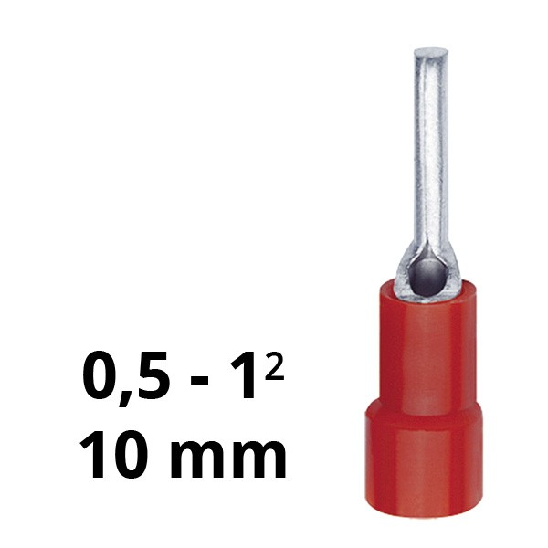 Stiftkabelschuh isoliert  0,5-1² rot PVC